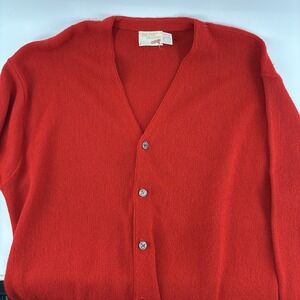 Vintage Cardigan The Fox Collection Sweater Button V-Neck - Red - Size XL